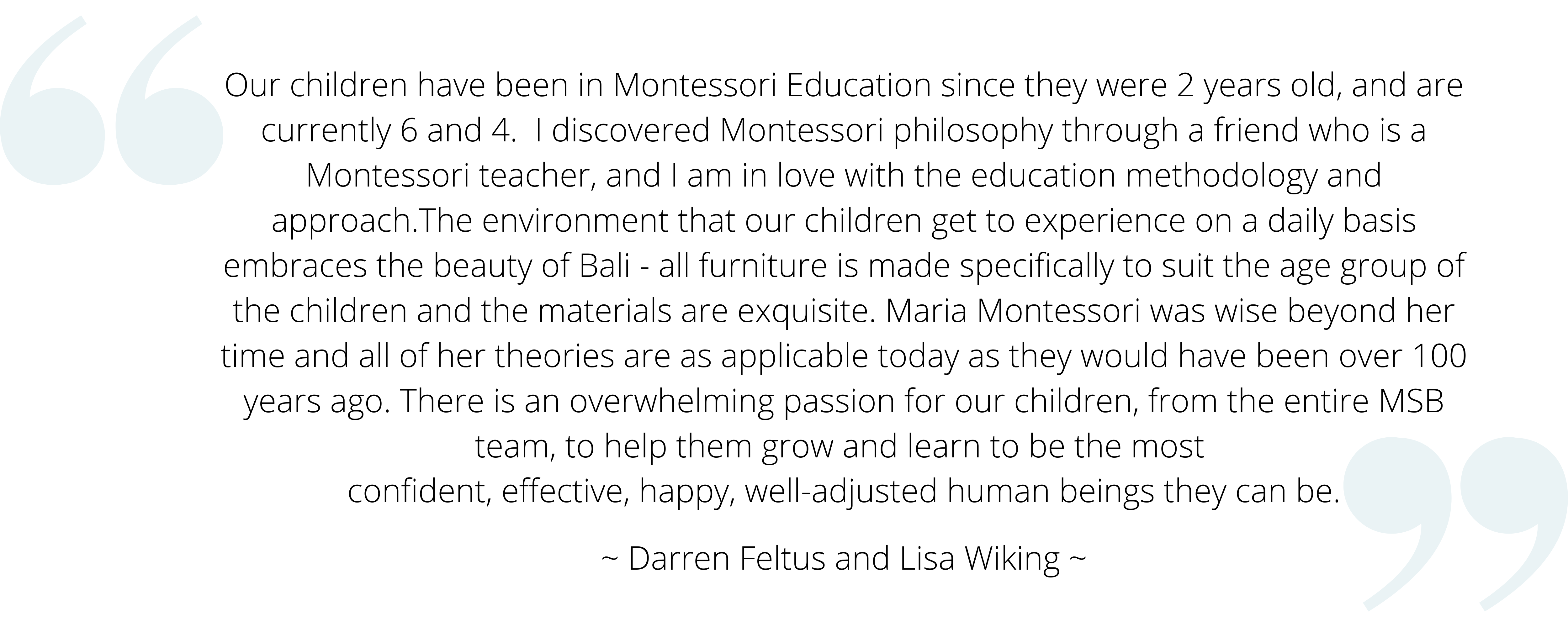 Montessori School Bali Testimonial